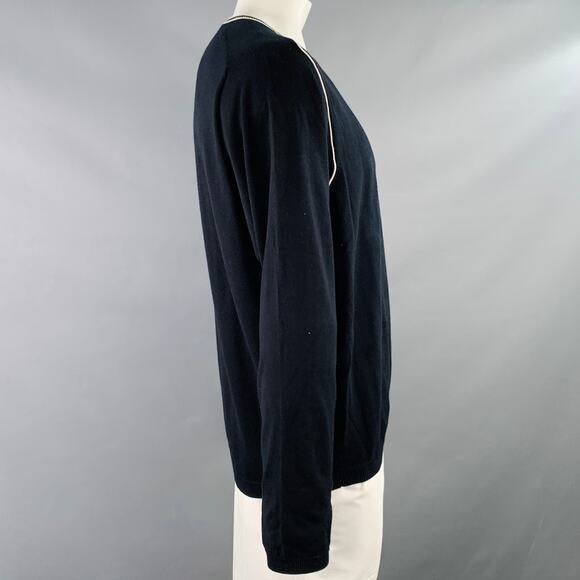 POLO GOLF Size XL Black White Contrast Trim Cotton Cashmere Wool Pullover - Picture 2 of 5